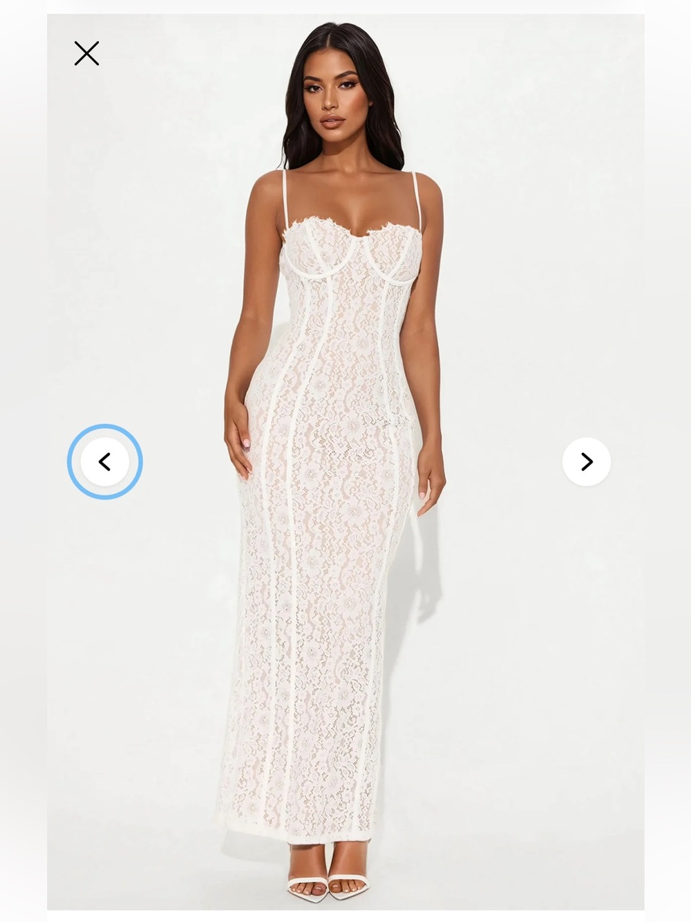 White Lace Bodycon Maxi Dress with Corset Bodice